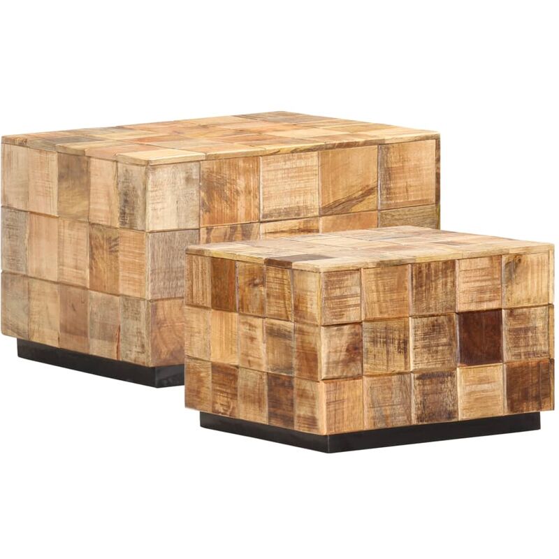 

Mesas de centro 2 pzas diseño de bloque madera mango rugosa