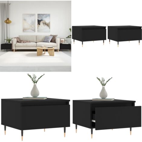 Mesas de centro 2 uds madera de ingeniería negro 50x46x35 cm - Madera contrachapada - Mesa auxiliar
