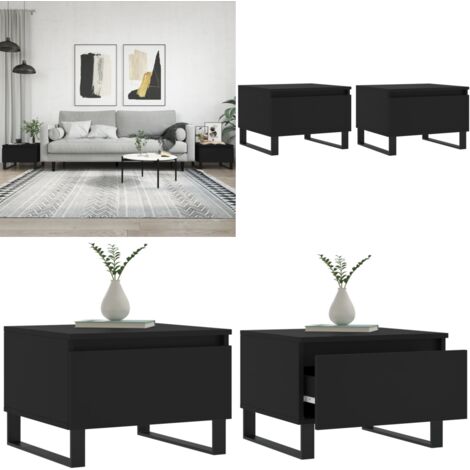 Mesas de centro 2 uds madera de ingeniería negro 50x46x35 cm - Madera contrachapada - Mesa auxiliar