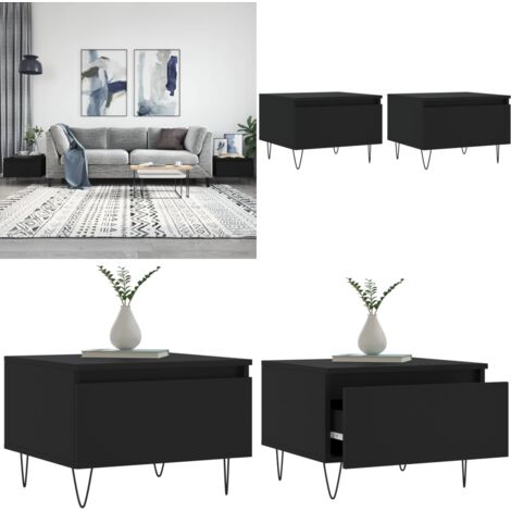 Mesas de centro 2 uds madera de ingeniería negro 50x46x35 cm - Madera contrachapada - Mesa auxiliar
