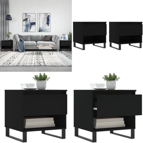 Mesas de centro 2 uds madera de ingeniería negro 50x46x50 cm - Madera contrachapada - Mesa auxiliar