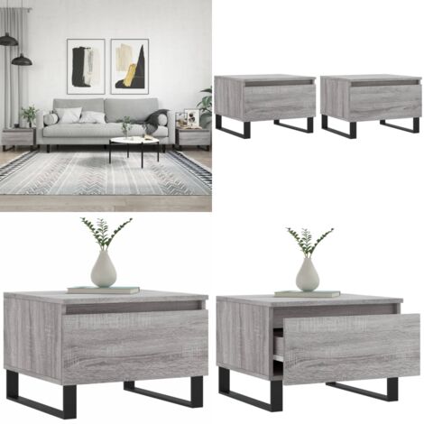 Mesas de centro 2 uds madera ingeniería gris Sonoma 50x46x35 cm - Mesa de centro gris - Mesa de centro de madera