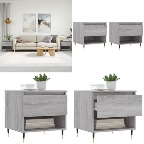 Mesas de centro 2 uds madera ingeniería gris Sonoma 50x46x50 cm - Madera contrachapada - Mesa auxiliar