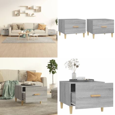 Mesas de centro 2 uds madera ingeniería gris Sonoma 50x50x40 cm - Mesa de centro gris - Mesa de centro de madera