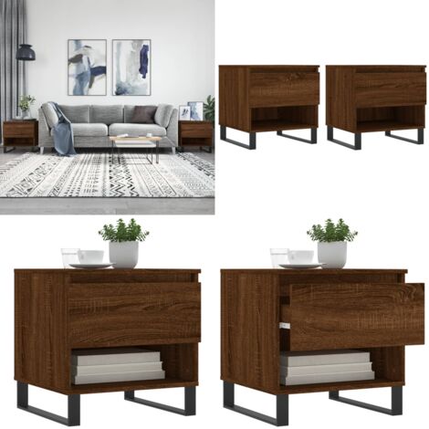 Mesas de centro 2 uds madera ingeniería roble marrón 50x46x50cm - Madera contrachapada - Mesa auxiliar