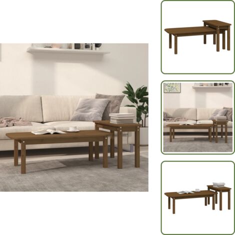 Mesas de centro decorativas - vidaXL Juego de mesas de centro 2 pzas madera maciza pino marrón miel - Mesas de centro para salón