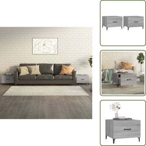 Mesas de centro  Mesitas de salón con patas metal 2 uds gris sonoma 50x50x40 cm TRE98411 MaisonChic