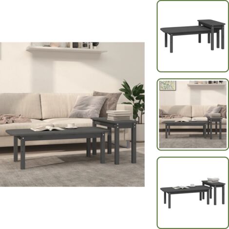 Mesas de centro para salón - vidaXL Juego de mesas de centro 2 piezas madera maciza de pino gris - Mesas de centro decorativas