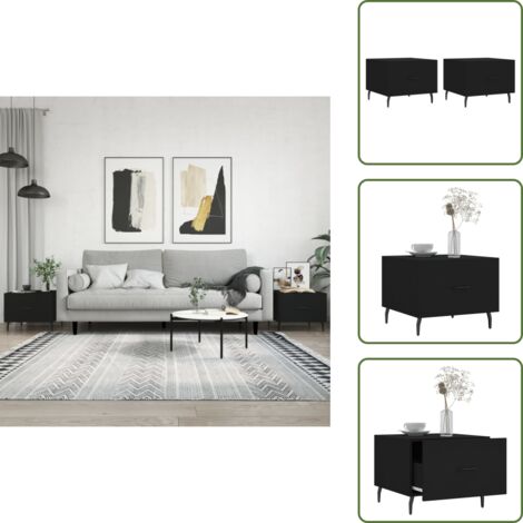 Mesas de centro para salón - vidaXL Mesas de centro 2 uds madera de ingeniería negro 50x50x40 cm - Mesas de centro con cajón