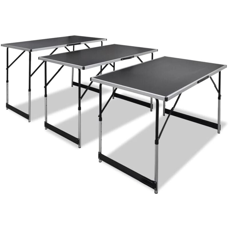 

Mesas de empapelar plegables de altura ajustable 3 unidades - Negro