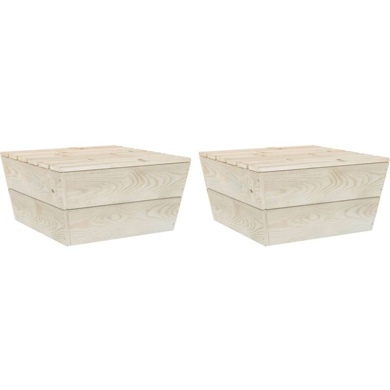 

vidaXL Mesas de jardín 2 uds madera de abeto impregnada 60x60x30 cm - Marrón