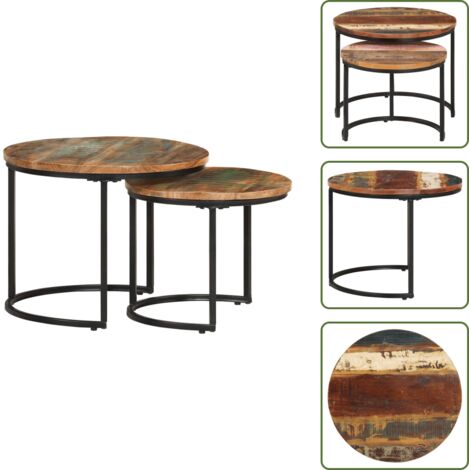 Mesas de madera - vidaXL Mesas apilables 2 unidades mesa maciza reciclada - Mesas de madera reciclada