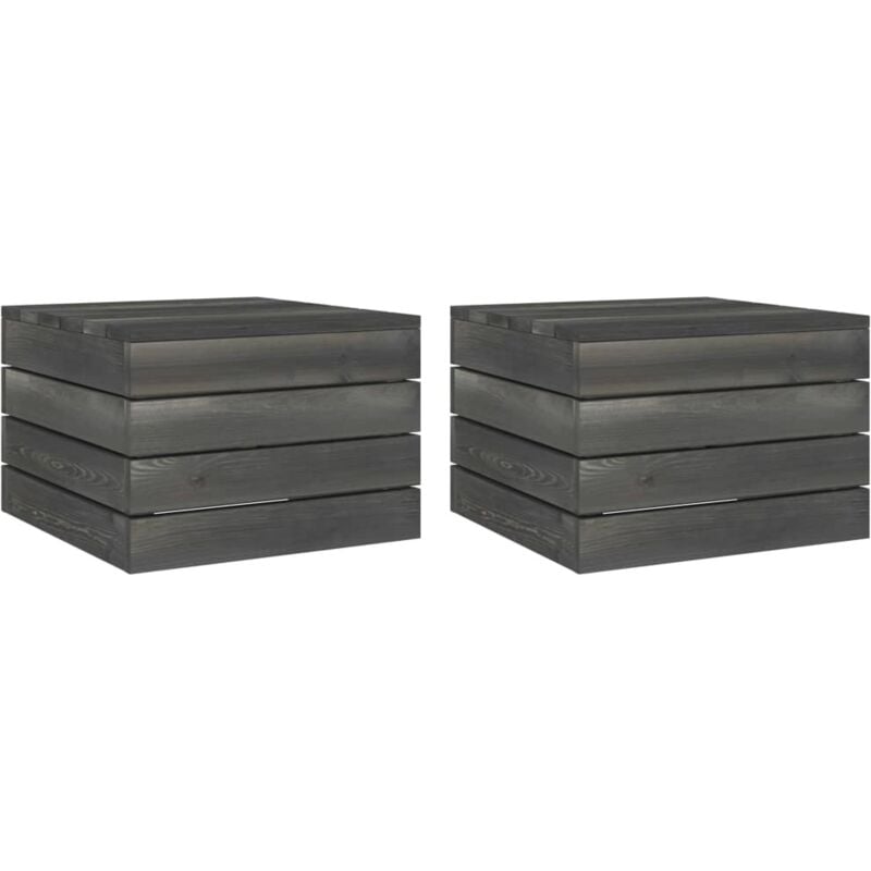 

vidaXL Mesas de palets de jardín 2 uds madera maciza pino gris oscuro - Gris