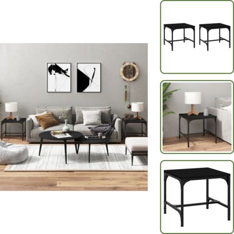 Mesas industriales - vidaXL Mesas auxiliares 2 uds madera contrachapada negro 40x40x35 cm - Mesas de salón