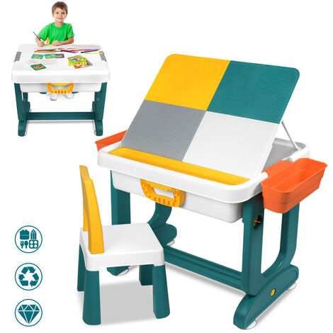 Mesas infantiles Mesa infantil con sillas para niños y niñas (sin edificios de plástico) HENGMEI