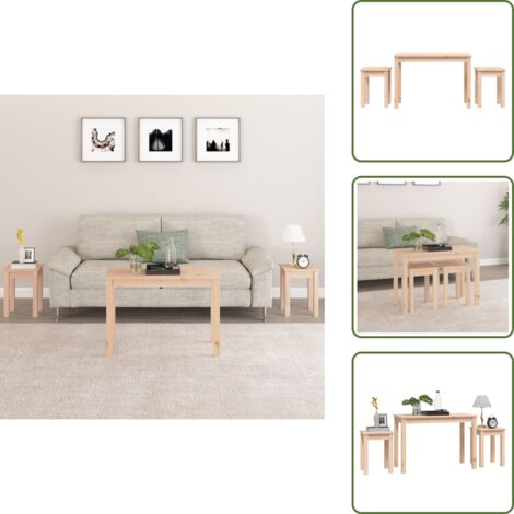 Mesas multifuncionales - vidaXL Mesas apilables 3 unidades madera maciza de pino - Mesas para salón