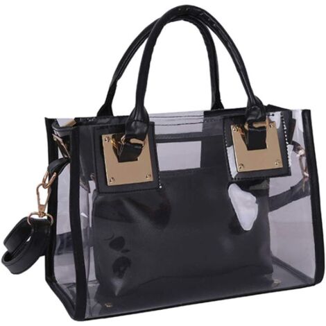 Mesdames 2 petits sacs fourre-tout transparents, sacs à main de plage transparents en PVC,