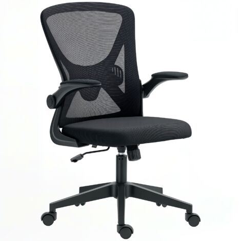Mesh Back Office Chair, with Flip-Up Arms - Black