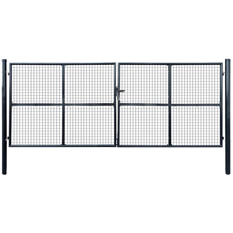 Mesh Garden Gate Galvanised Steel 400x150 cm Grey Vidaxl