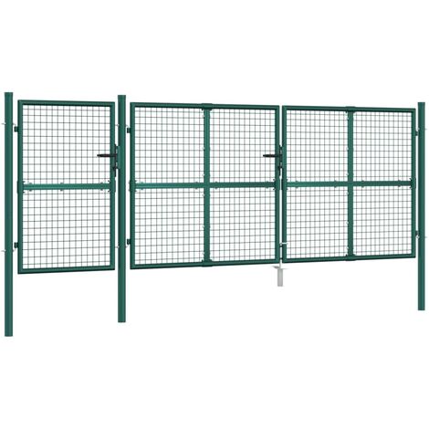 Mesh Garden Gate Green 400x175 cm Galvanised Steel vidaXL