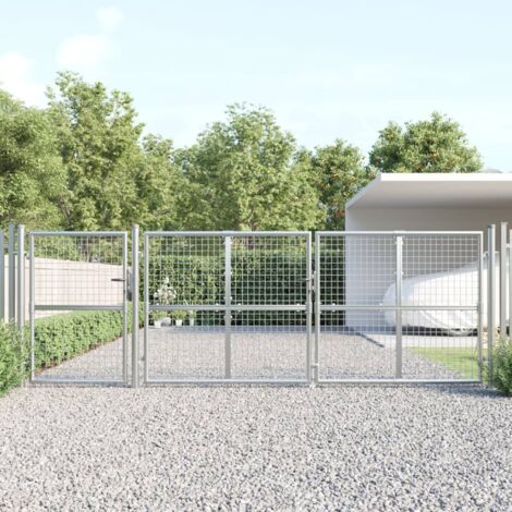 Mesh Garden Gate Silver 400x175 cm Galvanised Steel vidaXL