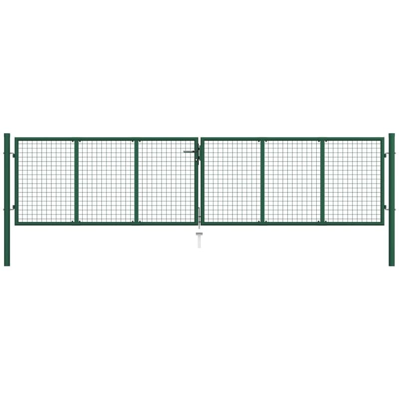 Vidaxl - Mesh Garden Gate Steel 390x75 cm Green