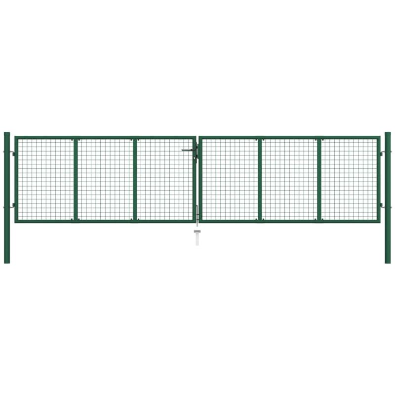 Vidaxl Doppelstabmatten-doppeltor Stahl 390x100 Cm Grün