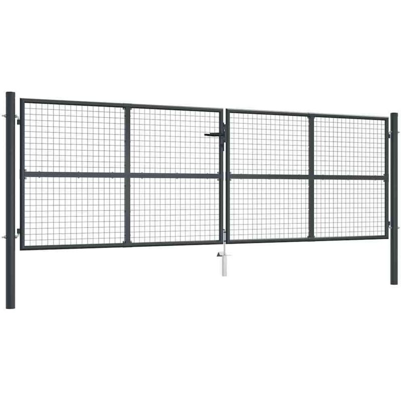Gitter-gartentor Verzinkter Stahl 400 X 125 Cm Grau Vidaxl