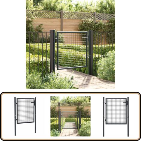 Mesh-Gartentor Verzinkter Stahl 100 x 125 cm Grau - Gartentor - Metalltor - Zaun - Stahltür - Einfahrtstor