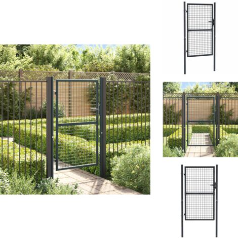 Mesh-Gartentor Verzinkter Stahl 100 x 200 cm Grau - Gartentor - Zaun - Metalltor - Stahltür - Einfahrtstor