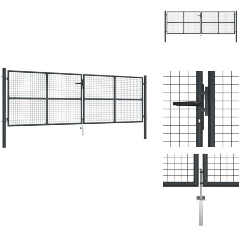 Mesh-Gartentor Verzinkter Stahl 400 x 175 cm Grau - Gartentor - Zaun - Metalltor - Stahltür - Einfahrtstor