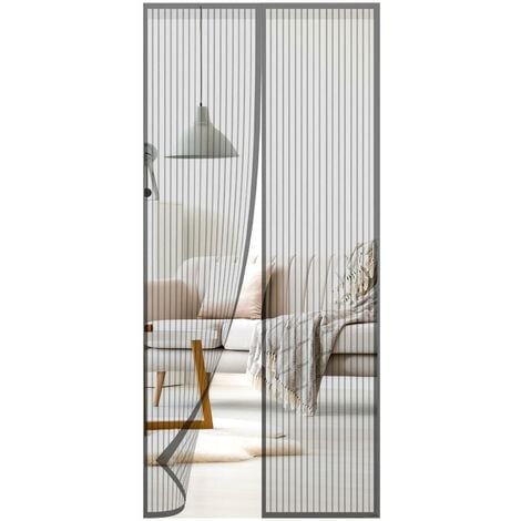Mesh Magnetic Insect Door Screen Double Sided Door Curtain Automatic Closing System (Grey)