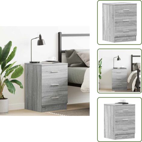 Mesilla de noche con cajones - vidaXL Mesita de noche madera contrachapada gris Sonoma 38x35x56 cm - Mesilla de noche de madera