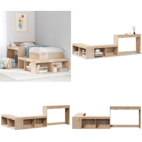 Mesilla de noche con escritorio 232x122x75 cm Madera maciza de pino - Mesilla de noche - Mueble de almacenaje