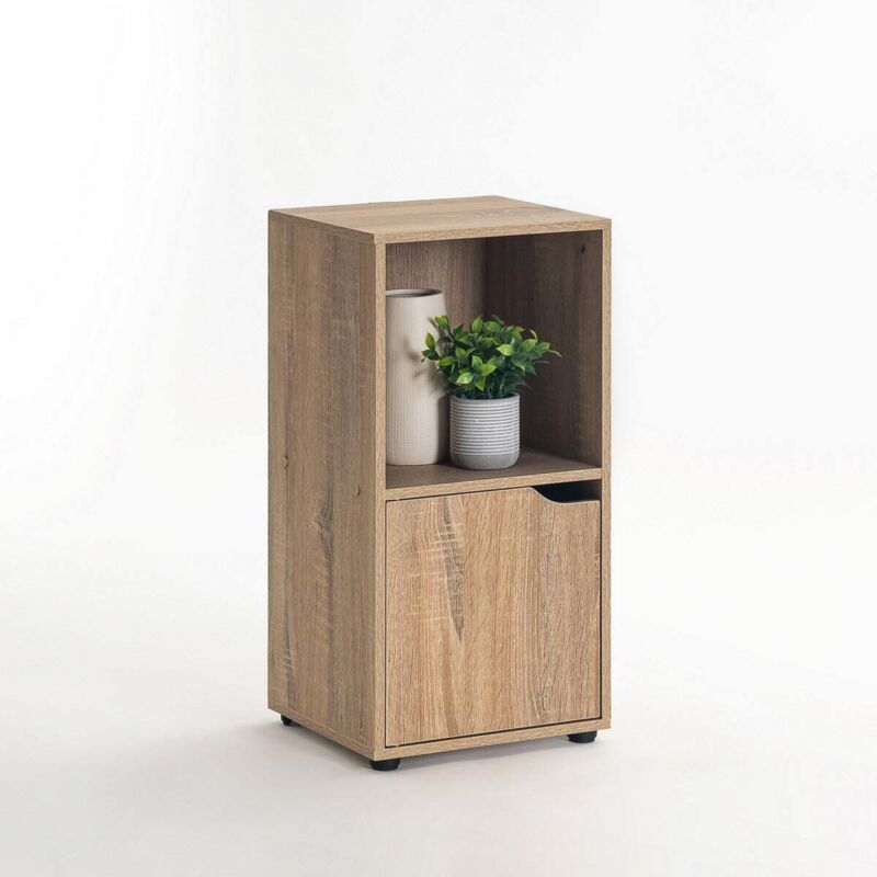 

Lolahome - Mesilla de noche de 1 puerta nórdica marrón de madera de 61x29x30 cm