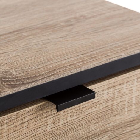 Mesilla de Noche de 3 cajones Industrial de Madera Natural y Metal de 80x35x40 cm -
