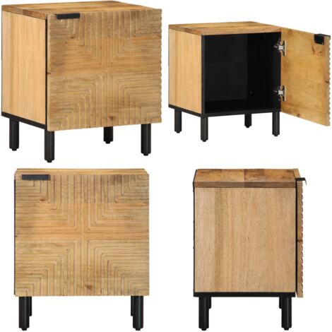 Mesilla de noche marrón 40x33x46 cm madera maciza mango - Mesita de noche marrón - Mesita de noche de madera