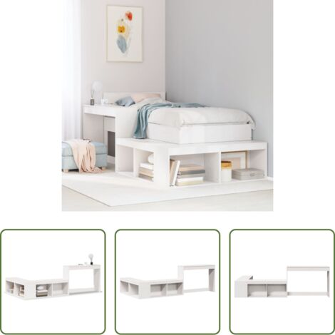 Mesilla de noche -  Mesilla de noche con escritorio blanco 232x122x75 cm Madera maciza de pino