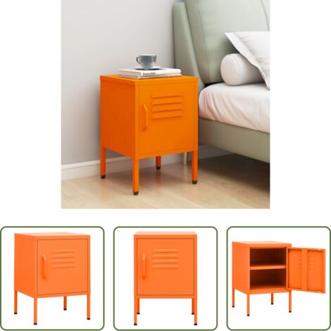 Mesilla de noche -  Mesita de noche acero naranja 35x35x51 cm