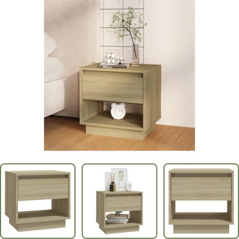 Mesilla de noche -  Mesita de noche madera contrachapada roble Sonoma 45x34x44 cm
