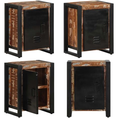 Mesilla de noche multicolor 40x30x51 cm madera maciza reciclada - Madera maciza - Mango