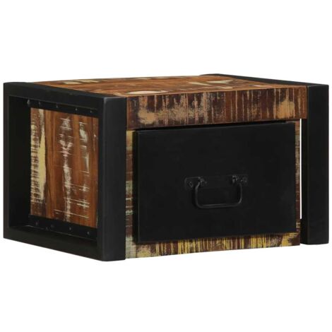 Mesilla de noche multicolor 40x35x25 cm madera maciza reciclada vidaXL