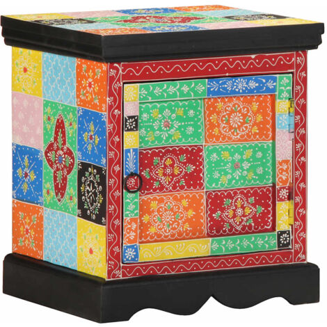 Mesilla de noche multicolor 40x35x45 cm madera maciza mango vidaXL