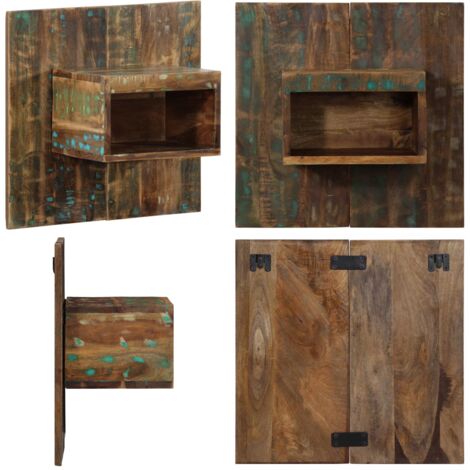 Mesilla de noche multicolor 50x27x50 cm madera maciza reciclada - Mesita de pared - Madera reciclada