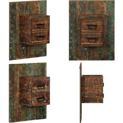 Mesilla de noche multicolor 60x32x80 cm madera maciza reciclada - Mesita de pared - Madera reciclada