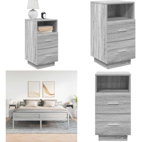 Mesillas de noche 2 uds con 2 cajones gris sonoma 36x36x68 cm - Mesita de noche gris - Mesita de noche con cajones