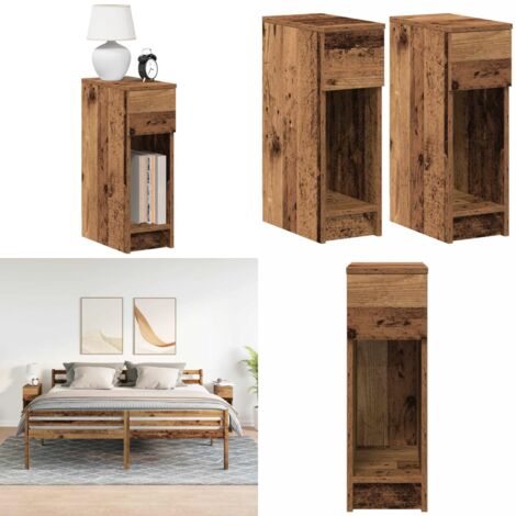 Mesillas de noche con cajón 2 uds madera vieja 20x36x60 cm - Mesita de noche con cajón - Mesita de noche de madera