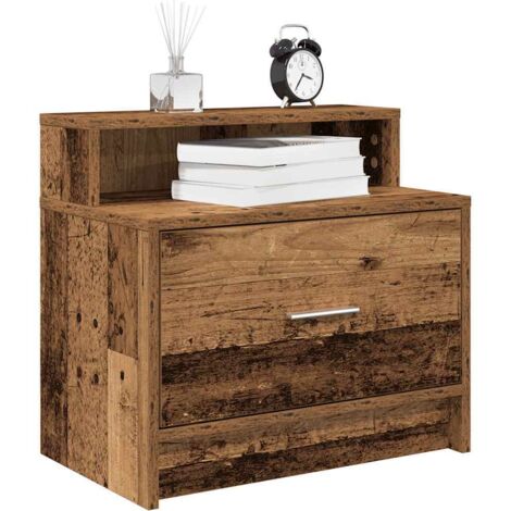 Mesillas de noche con cajón 2 uds madera vieja 51x31x47 cm