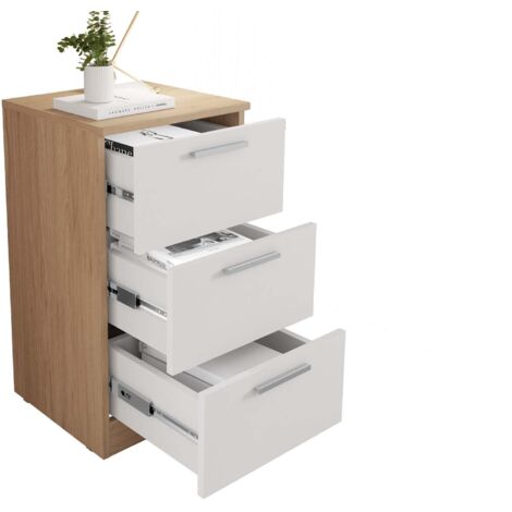 Mesita 3 Cajones Brujas 68X38X36 Roble B Blanco