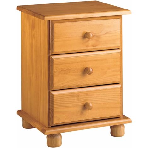 Mesita 3 cajones , pino macizo, Moblit, serie Canet, medidas: (55x48x34) cm ( altoxanchoxfondo), color miel